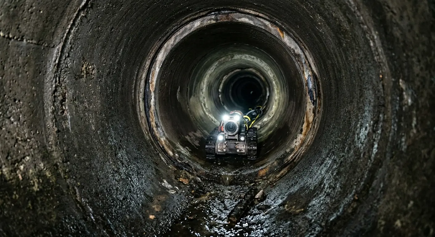 Robotic sewer camera inspecting pipe interior for Sewer Line Repair in Harrah